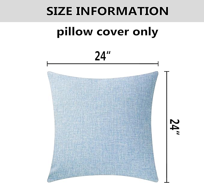 Home Brilliant Blue Throw Pillow Cover Linen European Decorative Pillow Case Large Cushion Cover for Patio Floor Garden, 24x24(60x60cm), Light Blue