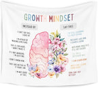 WARDOS Growth Mindset Tapestry, Mental Health Tapestry Wall Hanging, Inspirational Psychology Wall Blanket Decor for Therapy Counselor Office Calm Down Corner Classroom, 50x60 Inch