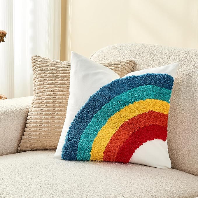 lifein 18x18 Pillow Covers-Throw Pillow Cover Tufted Boho Jacquard Pillow Covers Farmhouse Decorative Pillow Cover Pillow Cases for Gift Couch Sofa Bed Chair Living Room Home Decor