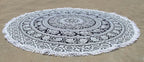 Round Beach Tapestry Turquoise Mandala Throw/Boho Hippie Beach Blanket Roundie/Indian Cotton Bohemian Large Round Table Cloth-Home Decor/Yoga Mat Meditation Picnic Rug (42", Black And WHite)