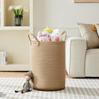 80L Extra Large Jute Woven Hamper Laundry Basket Wicker Rope Clothes Hamper for Baby Nursery Kids Tall Rattan Blanket Basket in Living Room Bedroom 16"D x 22"H