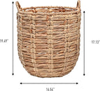 happimess BSK1003A Laurel Bohemian Hand-Woven Abaca Wicker Storage Basket with Handles, Seagrass Container for Decoration in Bedroom, Living Room, Laundry Room, Entryway, Natural