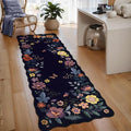 Lahome Floral Kitchen Runner, 2X6 Washable Runner Rug Non-Slip, Ultra-Thin Soft Hallway Rug Stain Resistant Boho Low-Pile Carpet for ‎Laundry Bathroom Bedroom Flore (2x6ft,Purple)