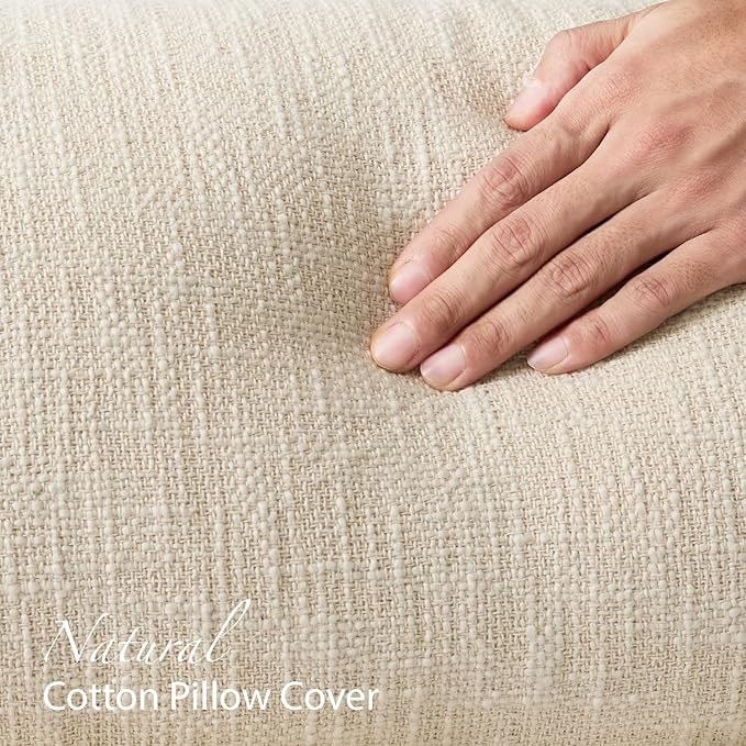 Kevin Textile 14x36 Inch Long Lumbar Pillow Cover 1 Pack Boho Fringe Decorative Rectangle Cushion Case with Tassels Neutral Cotton Woven Textured Farmhouse for Living Room Couch Sofa Bed, Beige