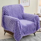 NEWCOSPLAY Super Soft Throw Blanket Lavender Premium Silky Flannel Fleece 3D Clouds Stylish Jacquard Lightweight Bed Blanket All Season Use 350GSM (Lavender, Throw(50"x60"))
