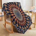 Indian Hippie Bohemian Throw Blanket Beautiful Peacock Mandala Blanket for Sofa Bed Couch Chair Or Dorm 50"x60"