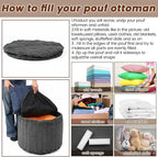 2 Pcs 20 x 15 Inch Unstuffed Ottoman Pouf Cover Corduroy Foot Rest - No Filler, Striped Foot Stool Floor Bean Bag Floor Chair Storage for Modern Farmhouse Bedroom Home Decor(Gray)