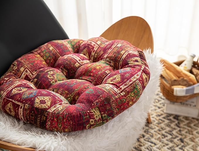 Round Cushion Sofa Cushion Soft Throw Pillow Meditation Pillow Living Room Window Balcony Decoration Pillow (21.6in, red)