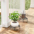 11.4 IN Plant Stand 1 PIC Metal Flower Pot Holders Indoor Tall 3.5'' Plant Rack Plant Riser Plant Shelf Accessories For Living Room Balcony Round Black