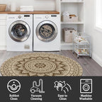 Outdoor Round Rug 5ft, Easy Jute Rug Washable Indoor Outdoor Patio Rug, Non Slip Round Area Rug Farmhouse Front Door Mat, Boho Lightweight Carpet for Backyard Patio Entry (Brown, 5 Ft)