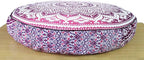 CRAFT KALA Mandala Floor Pillow Cushion Cover Seating Throw Cover Hippie Decorative Bohemian Ottoman Poufs Pom Pom Pillow Cases Boho Indian Cotton Living Room Yoga Home Décor (35" Round, Pink Ombre)