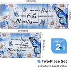 Likiyol Butterfly Kitchen Rugs Set of 2 Kitchen Mats for Floor Farmhouse Anti Fatigue Mats for Kitchen Floor, Daisy Kitchen Rugs Non Slip Washable Standing Floor Mats, 18'' x 30'' + 18'' x 48'', Blue