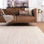 nuLOOM 2x4 Rigo Jute Hand Woven Area Rug, Off White, Solid Farmhouse Design, Natural Fiber, For Bedroom, Living Room, Dining Room, Hallway, Office, Kitchen, Entryway