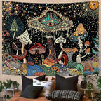 Yeoiat Mushroom Tapestry Hippie Tapestry for Bedroom Cute Tapestries Aesthetic Wall Tapestries Hanging for Bedroom Dorm Living Room (Mushroom, 70.00" x 90.00")