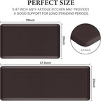 HappyTrends 2 PCS Kitchen Mat Cushioned Anti-Fatigue Floor Mat, Heavy Duty Ergonomic Comfort Foam Standing Mat,20"x30"+20"x47",Chocolate