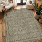 3x5 Rug for Entryway Bedroom, 3x5 Washable Area Rug, Vintage Retro Boho Throw Rug, Non Slip & Low Pile Small Carpet for Indoor Kitchen, Bedside, Living Room, Bathroom and Dining