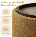 30 Inch Round Storage Ottoman, Ottoman Coffee Table with Lift Off Lid, Boucle Modern Ottomans with Storage for Living Room, Bedroom, Apartments (Yellow)