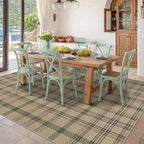 Washable Easy Jute Living Room Rug - Aesthetic Bedroom Rug Under Bed, Outdoor Rug 9x12 for Patio, Large Farmhouse Indoor Outdoor Carpet, Contemporary Non Slip Sage Plaid Decor for Dining Room