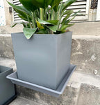 Square Plant Saucer 12 Inch 5 Pack, Plant Stand Plant Trays for Pots Heavy Duty Gray Plastic Plant Saucers for Indoors Outdoors, Flower Pot No Holes Plant Lover Gardening Gifts