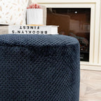 Ottoman Foot Rest Stuffed Round Boho Comfortable Floor Poof Seating Armchair Foot Stool Floor Cushion Bean Bag Pouf Ottoman 18x18x14 Inch Navy Blue