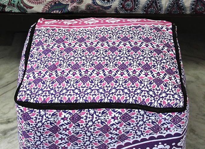 CRAFT KALA Large Hippie Mandala Meditation Floor Ottoman Pillow Cushion Pouf Cover Square Poufs Cover Bohemian Circle Floor Cushion Cover Outdoor Fireplace Living Room Decor 22X22X14 inches,Pink Ombre