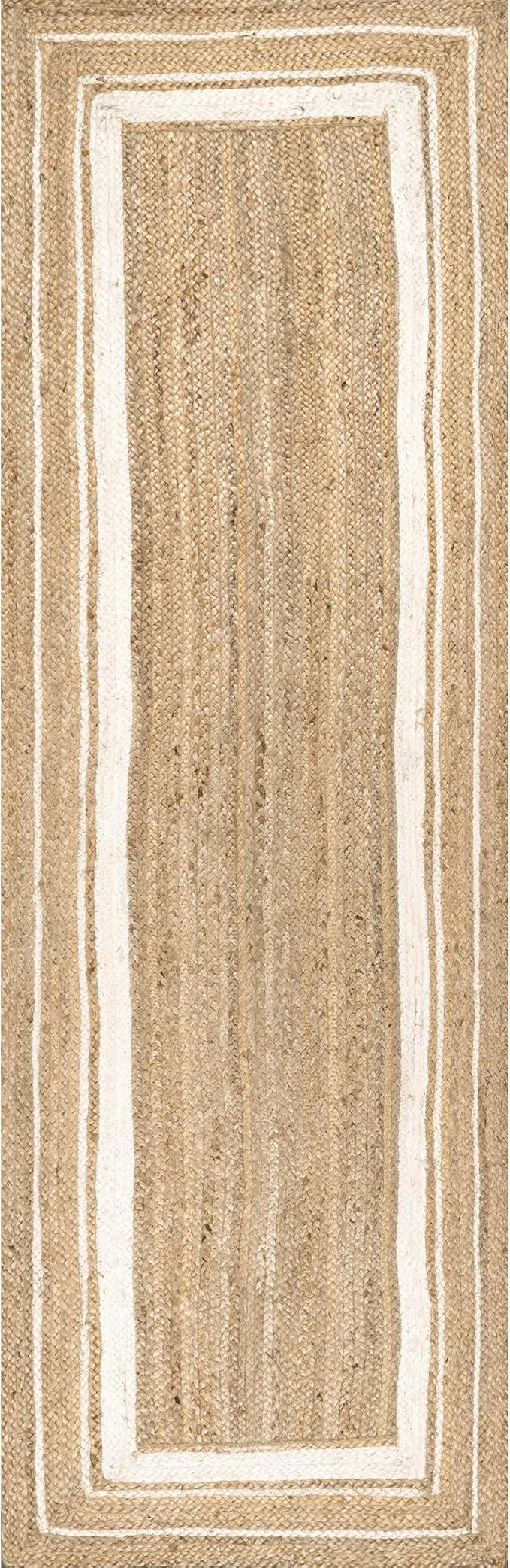 nuLOOM Rikki Coastal Braided Jute Runner Rug, 2' 6" x 10', Off-white