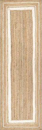 Nuloom Rikki Off-White/Natural, 2'6" x 8', Coastal Braided, Jute, Soft and Textured, High Traffic, Stain Resistant, Easy Clean, Durable Runner for Bedroom, Living Room, Dining, Foyer, Entryway