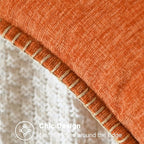 CaliTime Fall Throw Pillow Covers Decorative 20 X 20 Inches Pack of 2 Cotton Thread Stitching Edges Solid Dyed Soft Chenille Cushion Cases for Couch Sofa Bed Living Room Farmhouse Burnt Orange