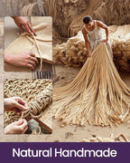 DEXI Jute Area Rug Natural Fiber 4x6 Oval, Woven Braided Durable Farmhouse Design Rugs for Living Room, Bedroom Dinning Room Office Outdoor Patio, Natural/Beige