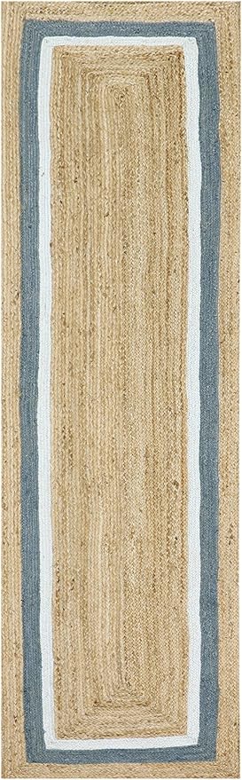 Heavy Material Hand Braided Jute Rug 2.6x10 Kilim Runner Natural Jute Beige Multi Hand Woven Rug Flatweave Runner Indoor Outdoor Rugs for Bedside Corridor Kitchen Balcony