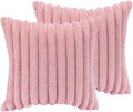 16x16 Throw Pillow Covers Set of 2, Decorative Faux Fur Covers for Bed, Couch Soft Fluffy Pillow Cover with Velvet Back for Living Room, Neutral Home Décor Accent for Sofa - Pink