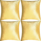 4 Pack 18x18 Pillow Cover Velvet Pillow Covers, Square Throw Pillow Covers for Living Room Decorations Throw Pillow Case, Throw Pillow Cover Cushion Cover for Home Sofa Bedroom Car, Gold