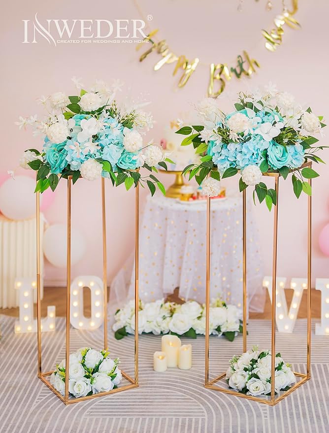 Gold Plant Stand Indoor: 31.5” Tall Pedestal Stand for Wedding Centerpieces Party Event Center Pieces Decoration for Table Home Decor 2 PCS
