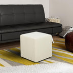 Warren 18" Cube Ottoman, Urban Transitional, Fully Assembled, Soft Boucle Fabric, Snow
