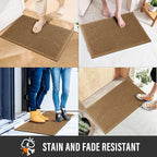 Sturdy Front Door Mat, Absorbent Muddy Dirt Resist Welcome Door Mats Outdoor Indoor, Stain and Fade Resistant, Non-Slip Backing Entry Mat Low Profile Doormat for Entryway, 36×24, Brown