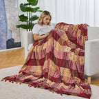 amorus Bohemian Throw Blanket (Red Plaid, 86 x 102 in)