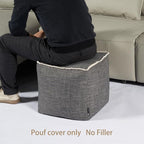 Louis Donné 45x45 Unstuffed Square Pouf Ottoman Cover Footstool for Storage Washable Small Bean Bag Cotton and Linen Fabric DIY Home Decorative Pets Friendly (Cover only)