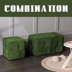 Ottoman Foot Rest Soft and Comfortable Ottoman Square Corduroy Woven Design Sofa Stool (Green-L)