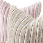 decorUhome Summer Cozy Faux Fur Throw Pillow Covers 20x20 Set of 2 Decorative Soft Plush Striped Modern Farmhouse Boho Couch Pillow Cases with Velvet Back for Sofa Bed Living Room, Beige White