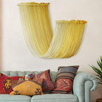 Macrame Wall Hanging Yellow Dip Dyed Fiber Yarn Wall Art Macrame Wall Decor Boho Wall Decor Handmade Craftsmanship 15.7" Wx 47.2" L