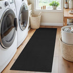 EARTHALL Woven Runner Rug 2x5 Ft Washable Runners for Hallways Cotton Non Slip Rubber Backed Kitchen Runner Braided Indoor Floor Carpet for Entryway, Hallway, Kitchen, Bedroom, Black/Grey