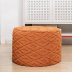 Fluffy Round Ottoman Pouf with All-in-One Foam Filling 20" x 14" Furry Ottoman Foot Rest Foot Stool for Living Room or Bedroom (Burnt Orange)