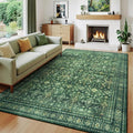 Lessymo 6x9 Washable Area Rug with Non Slip Backing,Soft Boho Indoor Carpets for Living Room Bedroom Nursery, Kid and Pet Friendly, Green