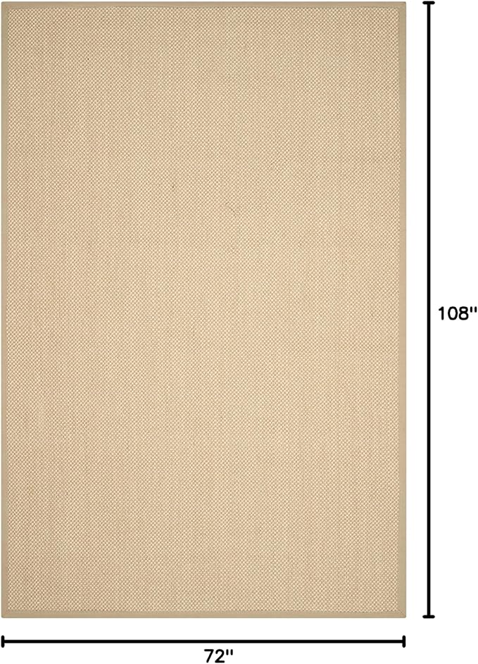 SAFAVIEH Area Rug 6x9 - Natural Fiber Collection - Maize & Linen Color, Sisal, Woven Design with Border (NF141B)