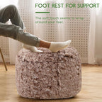 HIGOGOGO Round Stuffed Pouf Ottoman, Long Faux Fur Poufs with Foam Chunk Filling, Fluffy and Furry Pouf Foot Stool Storage Ottoman, 26 X 18 Floor Poufs Foot Rest for Living Room,Coffee
