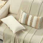 FUTEI Khaki Decorative Throw Pillow Covers 12x20 Inch Set of 2, Soft Tufted Striped Textured Accent Pillow Case,Boho Pillows for Couch Decor