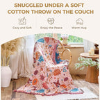 Boho Throw Blanket for Couch Sofa Chair Cotton Spring Blankets for Bedroom Living Room All Season Soft Lightweight Reversible Floral Butterfly Embroidery Decorative Throws 50"x60" Home Decor