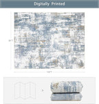 Washable Rugs 8x10 Area Rugs for Living Room,Modern Abstract Rugs for Bedroom,Large Carpets,Ultra Soft Faux Wool Dining Room Rug,Non Slip Low Pile Print Rug- Blue- (White-Reddish Brown)
