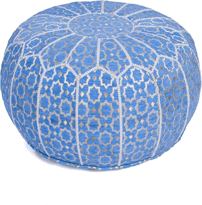Marrakesh Gallery Bohemian Unstuffed Moroccan Pouf Ottoman, Round Ottoman Foot Rest, Handmade Bean Bag with Large Storage - Cover Floor Chair for Living Room, Bedroom - Ideal as Wedding Gifts