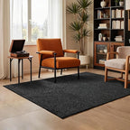Softlife 4x6 Faux Jute Area Rug, Washable Rugs for Entryway Modern Farmhouse Non-Slip Accent Rug Floor Carpet for Dining Room Living Room Bedroom Kitchen Entryway, Black